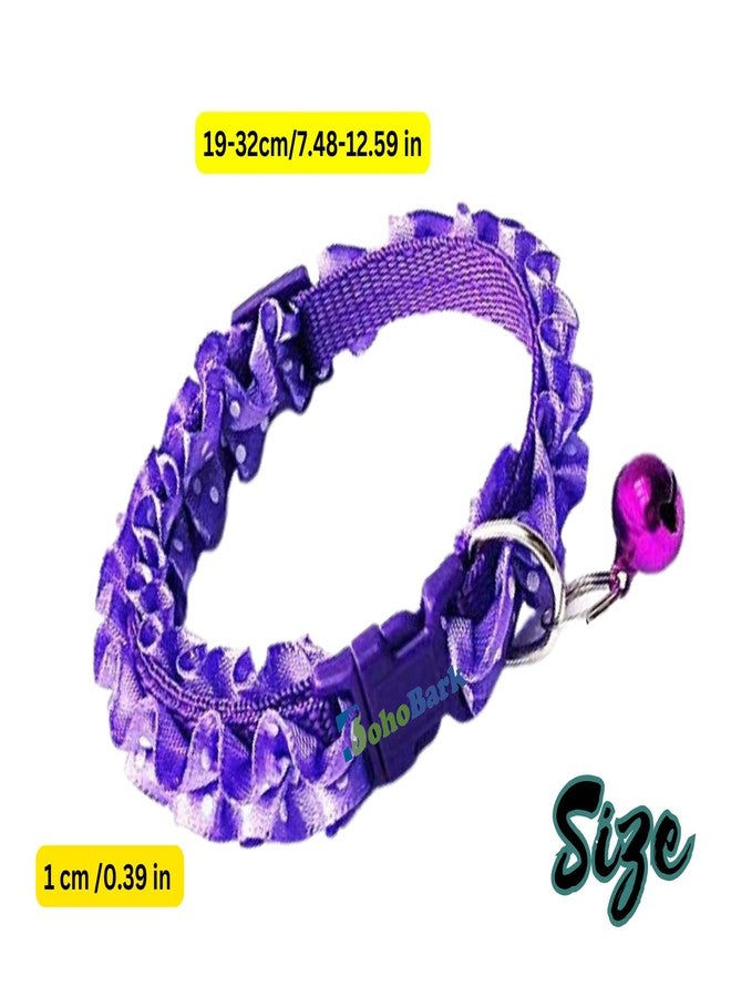 BohoBark Sweet Flower Design Dog Collars Puppy Necklace with Bell Charm for Small Dogs -Purple - Image 2